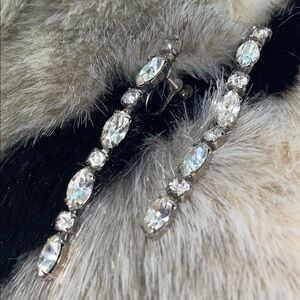 Crystal Drop Dangle Earrings - Clear Rhinestones untested